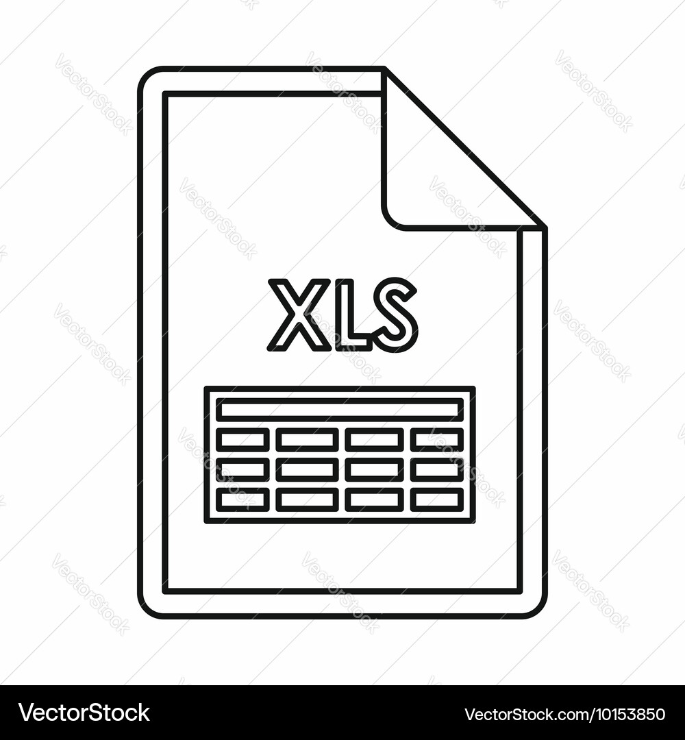 Xls file extension icon outline style Vector Image