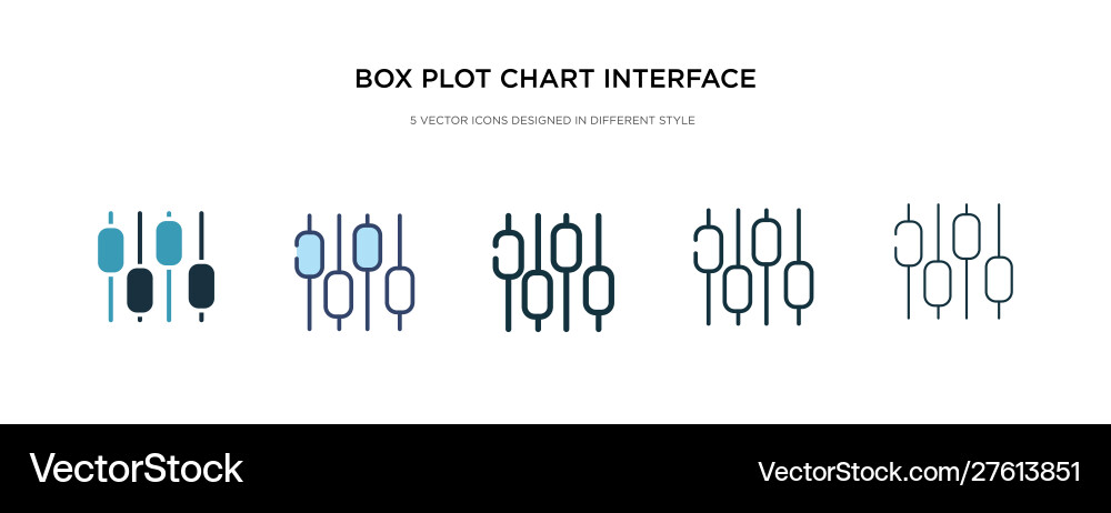 Box plot chart interface icon in different style Vector Image