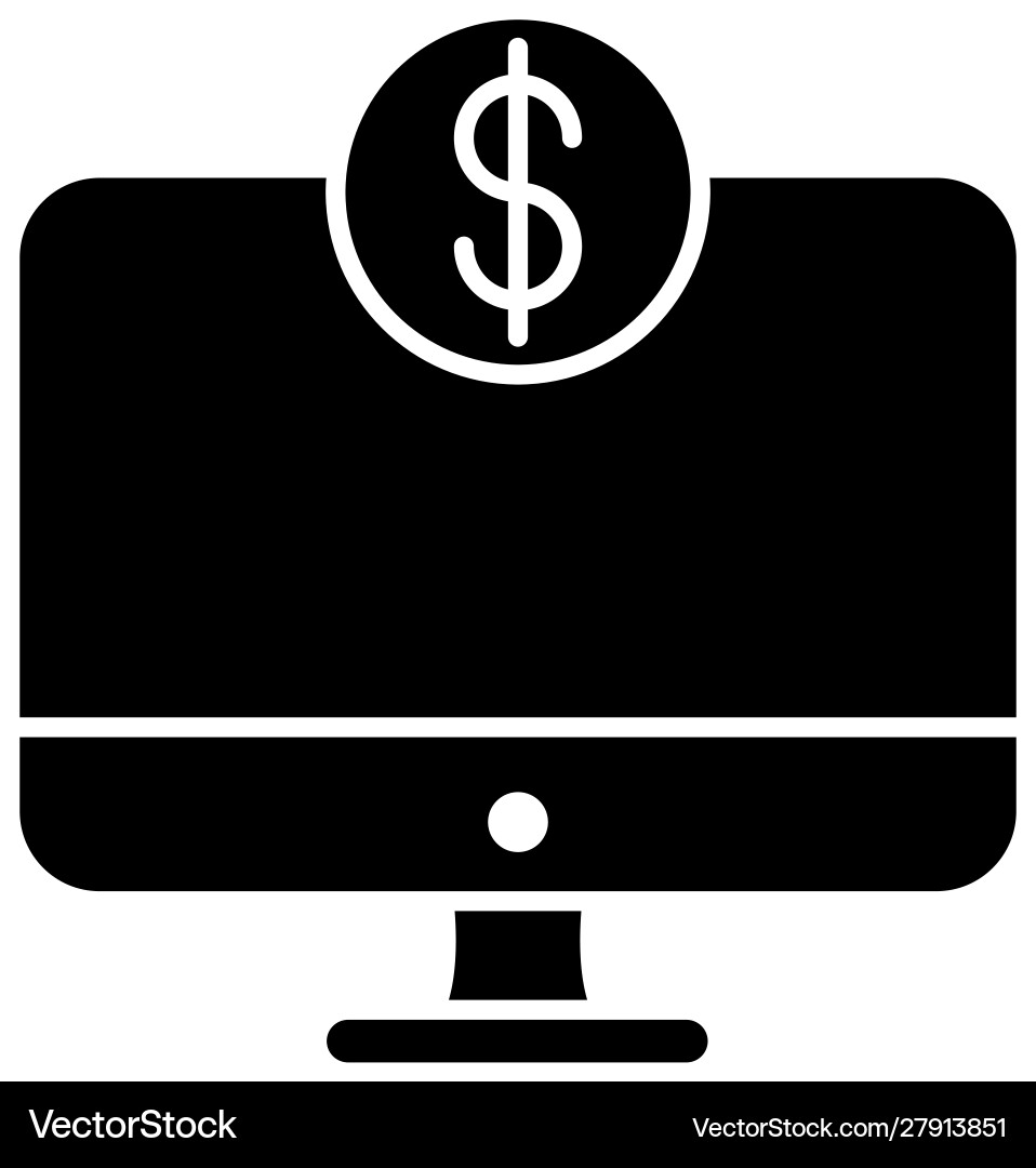 Computer desktop display with money symbol Vector Image