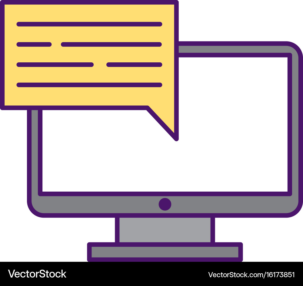 Computer desktop with speech bubble vector image
