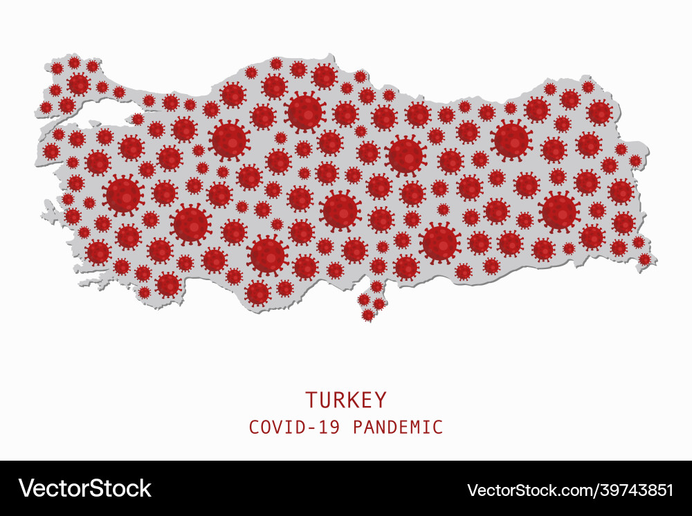 Covid19-19 virus pandemic in turkey country map Covid19-19 virus pandemic in turkey country map vector image