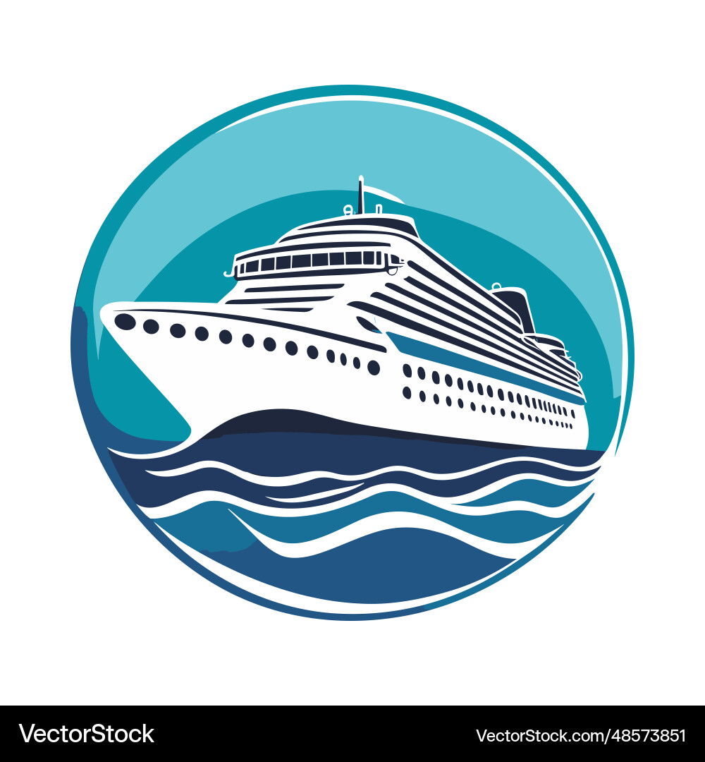 Cruise ship logo design ocean liner icon Vector Image