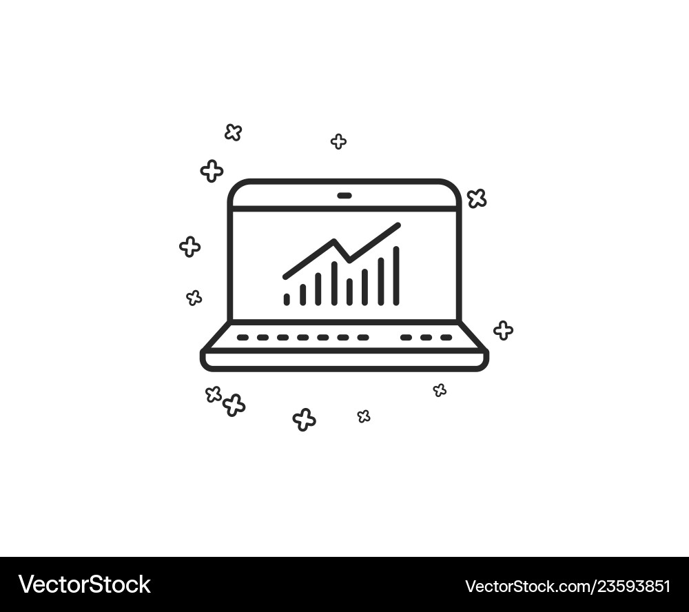 Data analysis and statistics line icon computer Data analysis and statistics line icon computer Vector Image