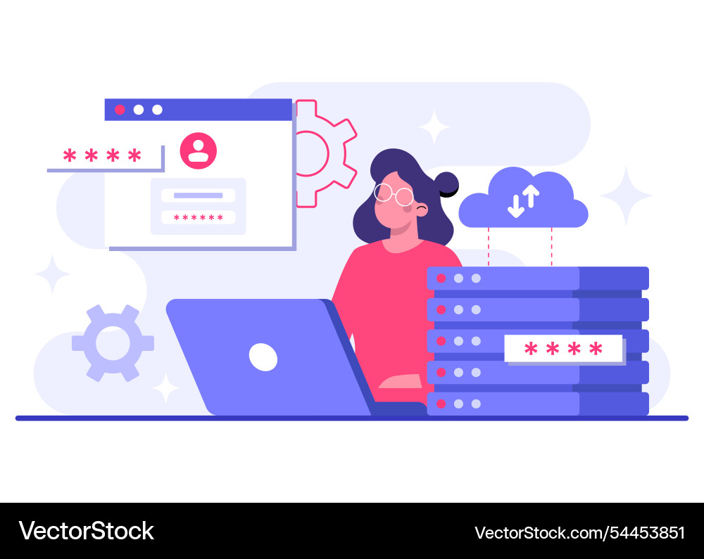 Database protection cyber security data center Database protection cyber security data center Vector Image