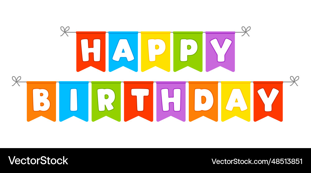 Happy birthday flags party invitation with color Happy birthday flags party invitation with color Vector Image