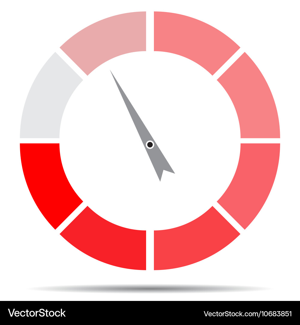 Indicator round red with pointer needle vector image