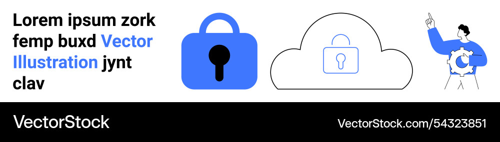 Man pointing at cloud security concept Man pointing at cloud security concept vector image