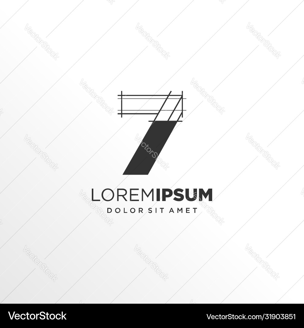 Number 7 logo design with architecture element Number 7 logo design with architecture element Vector Image