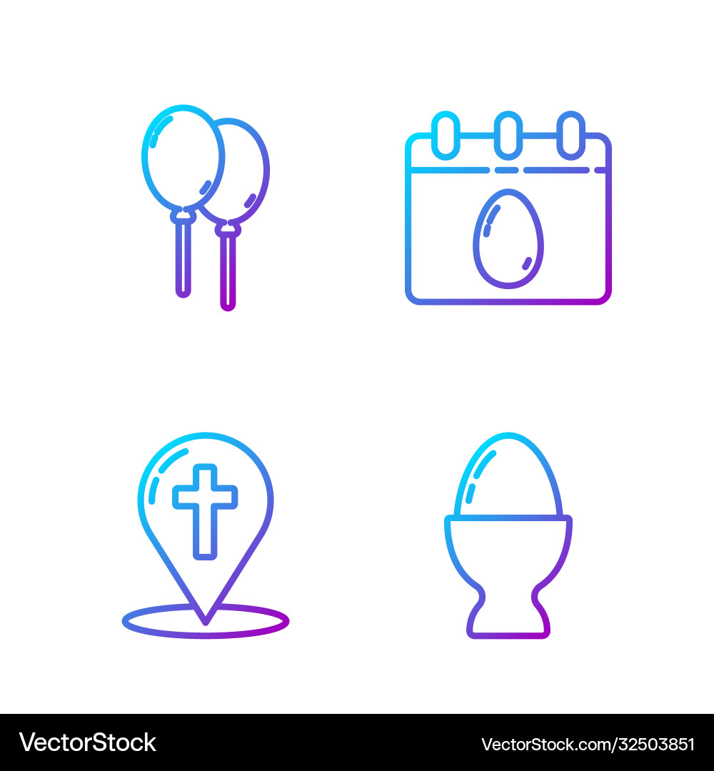 Set line easter egg on a stand map pointer Set line easter egg on a stand map pointer vector image