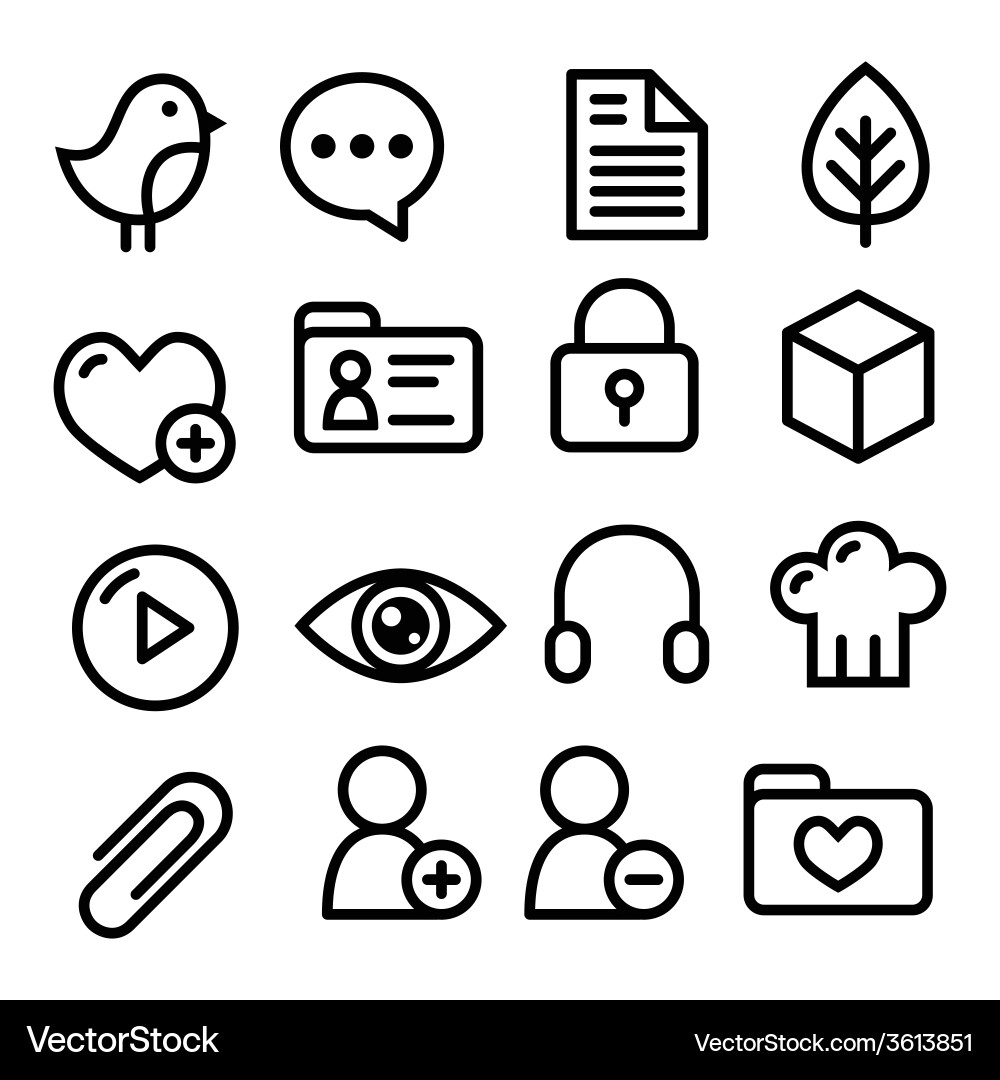Social Media Line Icons vector image