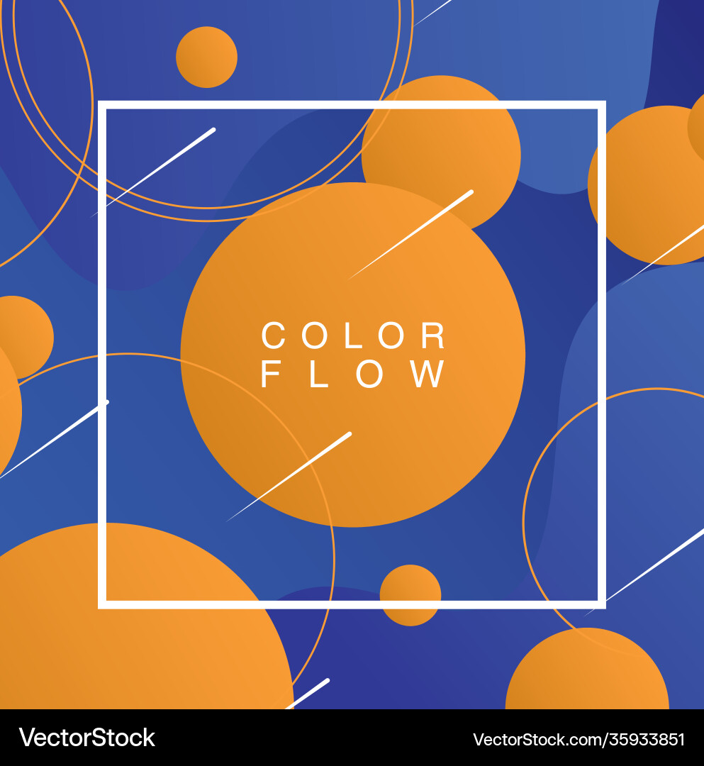 Vivid color flow with square frame background vector image