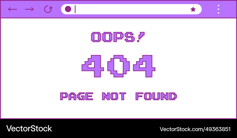 Web browser window with 404 error in y2k style Web browser window with 404 error in y2k style vector image