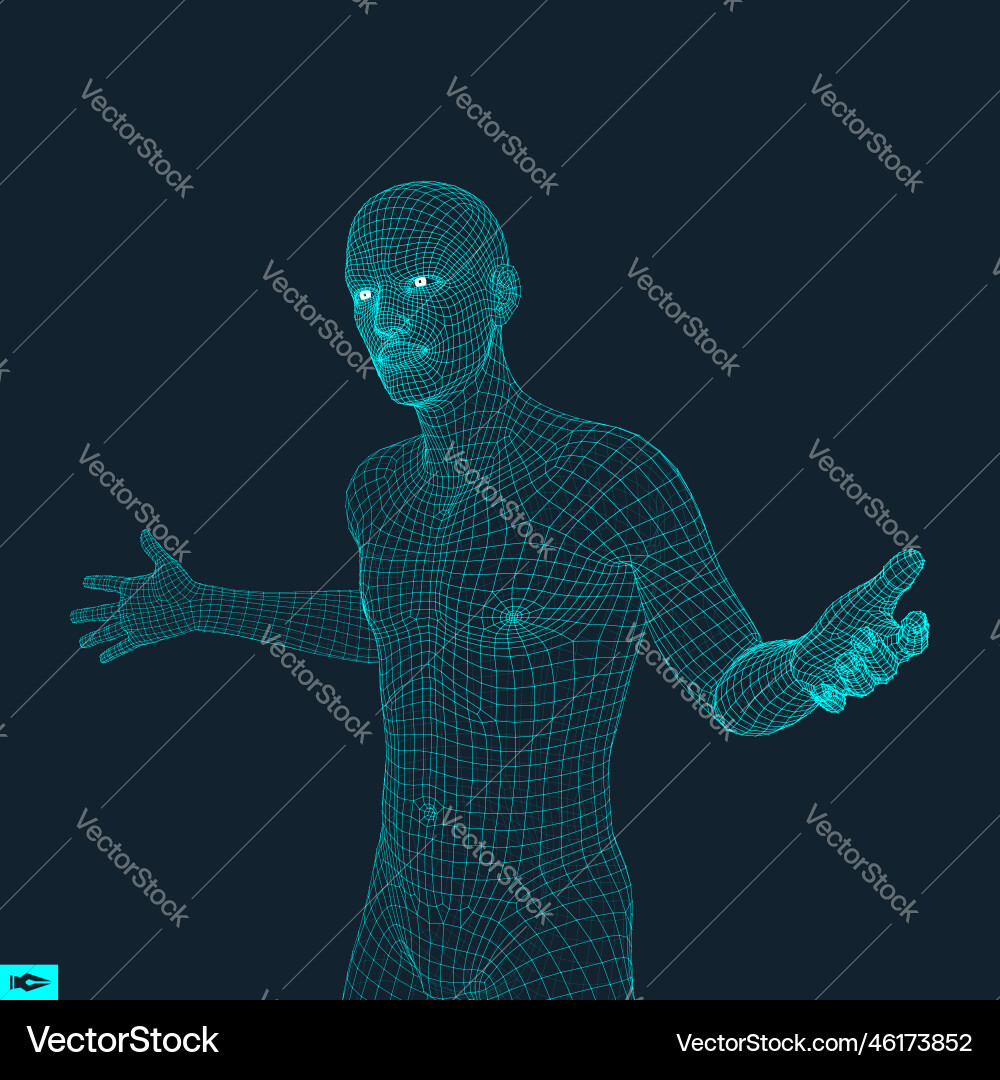 3d model of man human body wire design 3d model of man human body wire design vector image
