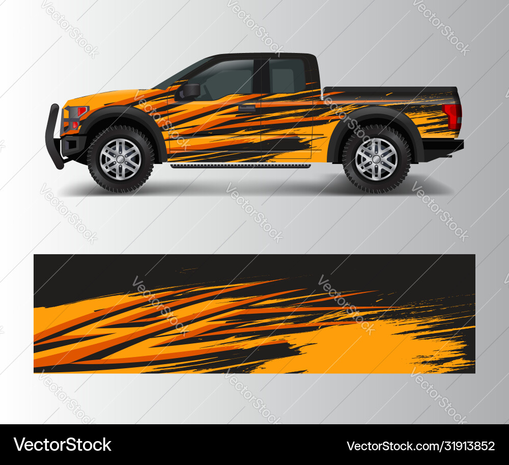 Abstract Grunge Pickup Truck Wrap Vector Image