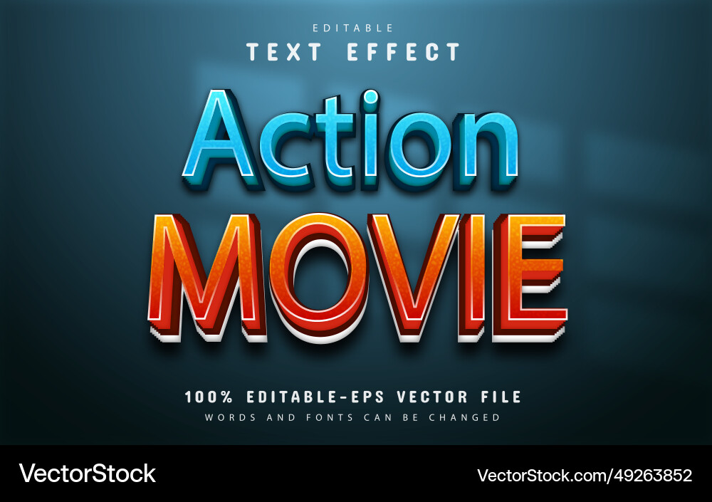 Action movie text gradient style effect vector image