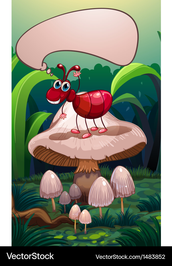 An ant with empty callout standing above Vector Image