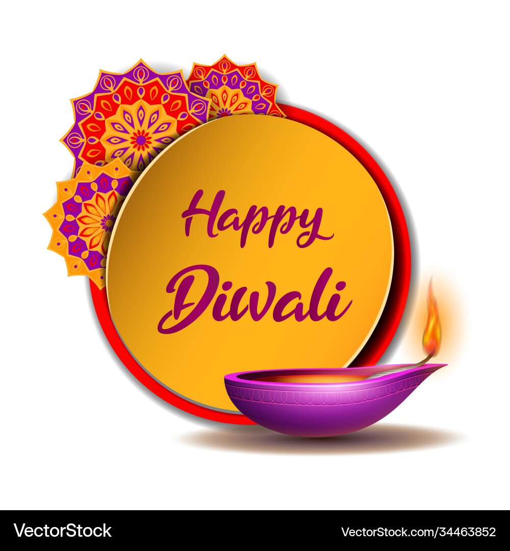 Congratulation banner with burning diya and yellow Congratulation banner with burning diya and yellow vector image