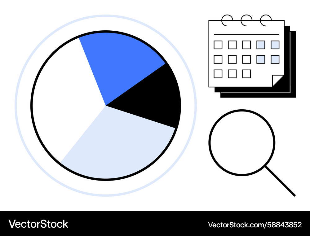 Data analysis with pie chart calendar Vector Image