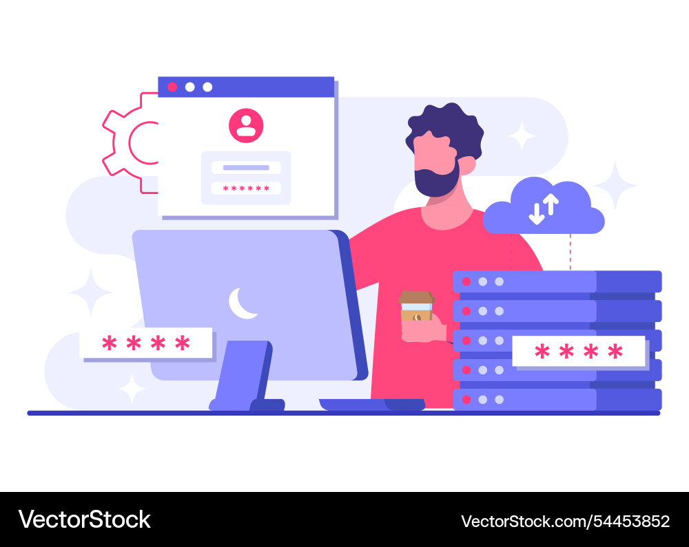 Database protection cyber security data center Database protection cyber security data center vector image