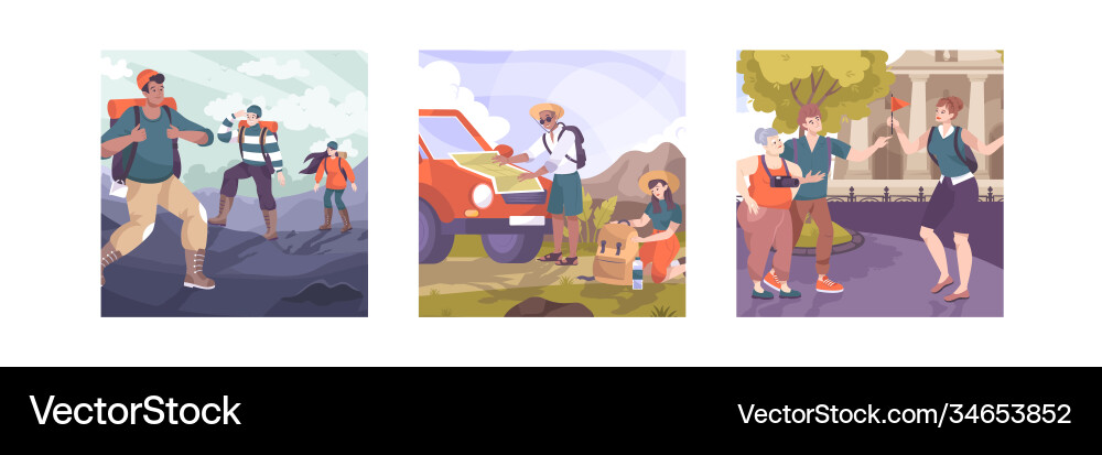 Excursion square compositions set vector image