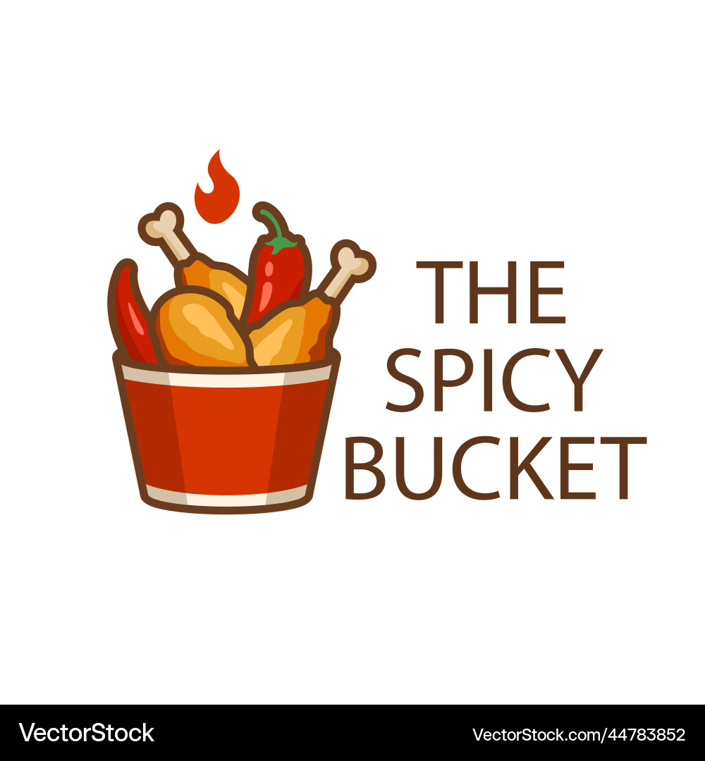 Food and drink hand drawn flat spicy chicken logo Food and drink hand drawn flat spicy chicken logo vector image