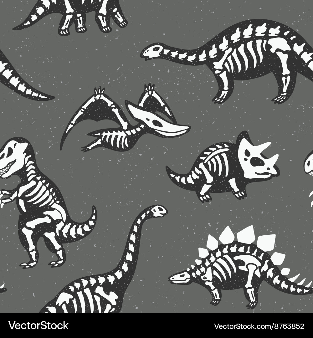 Funny Fossil Dinosaur Pattern vector image