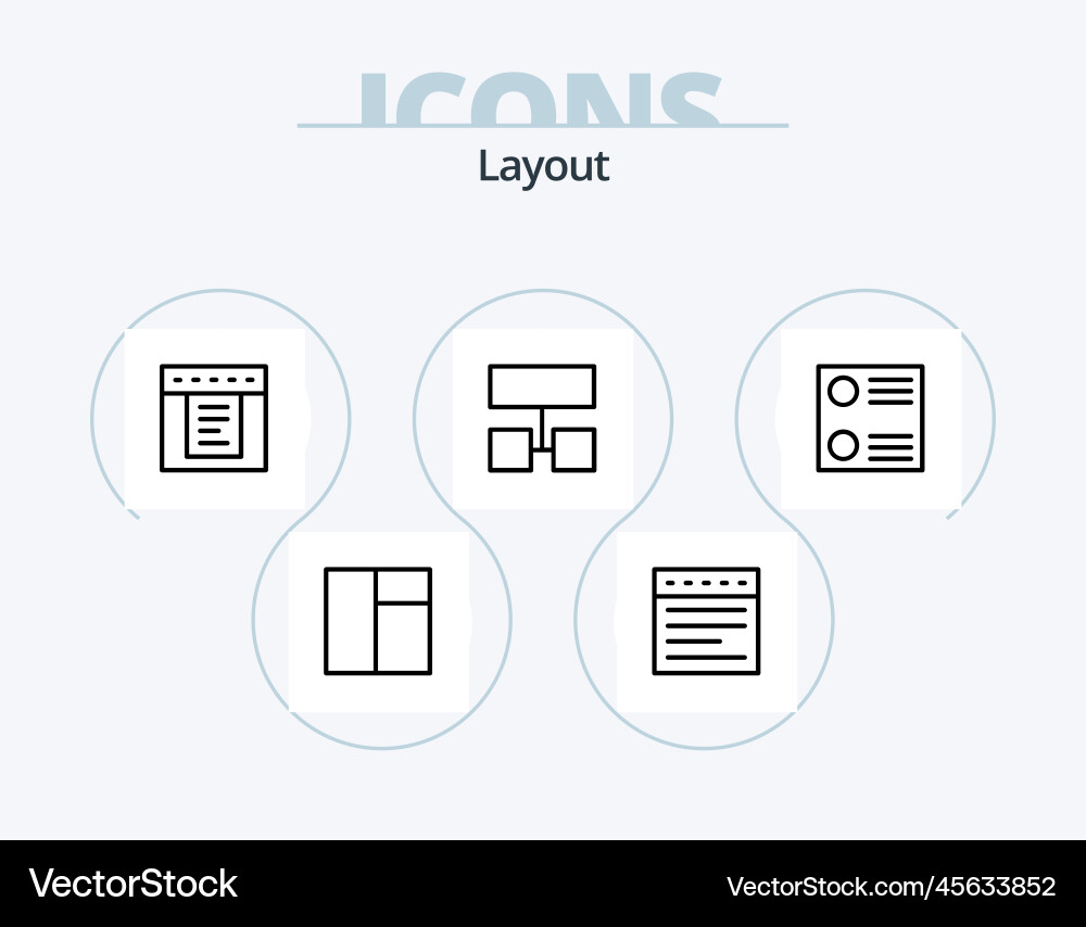 Layout line icon pack 5 design grid vector image