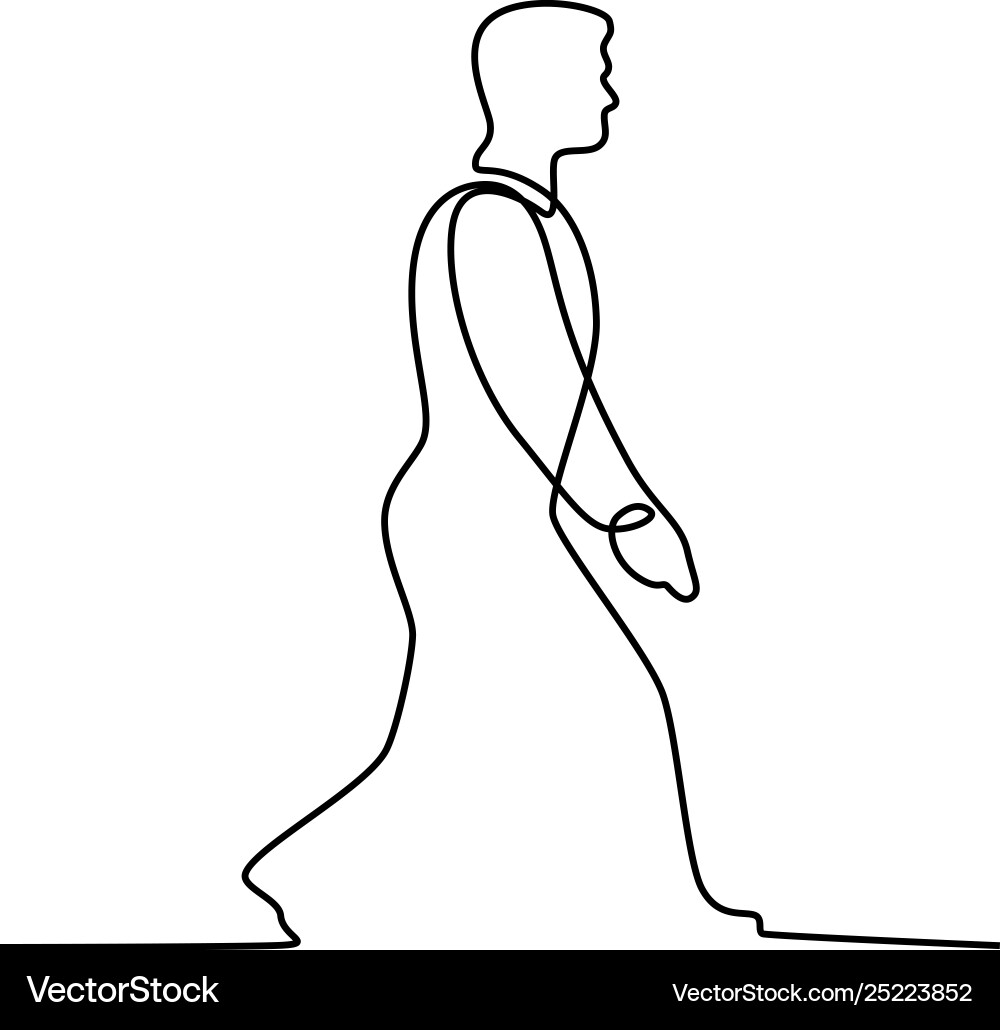 Man Walking - Continuous Line Art vector image