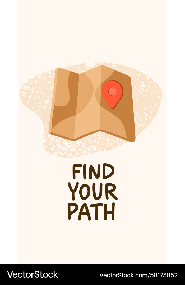 Map with Red Pin - Find Your Path Vector Image
