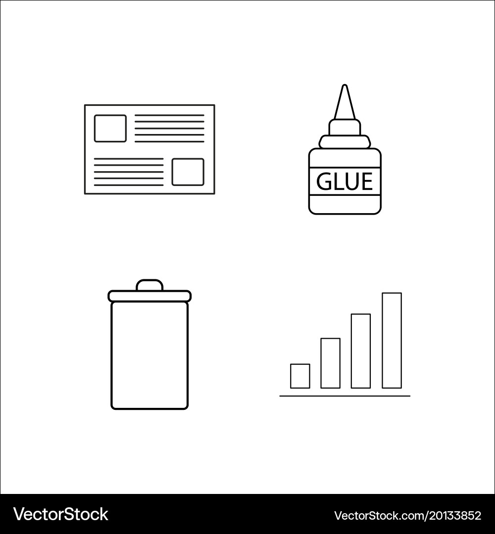 Office simple linear icon setsimple outline icons vector image