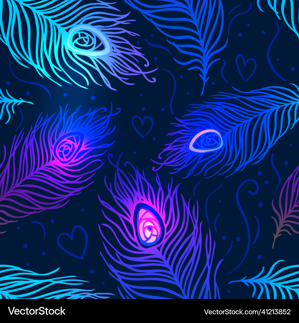 Peacock feathers colorful seamless pattern Vector Image