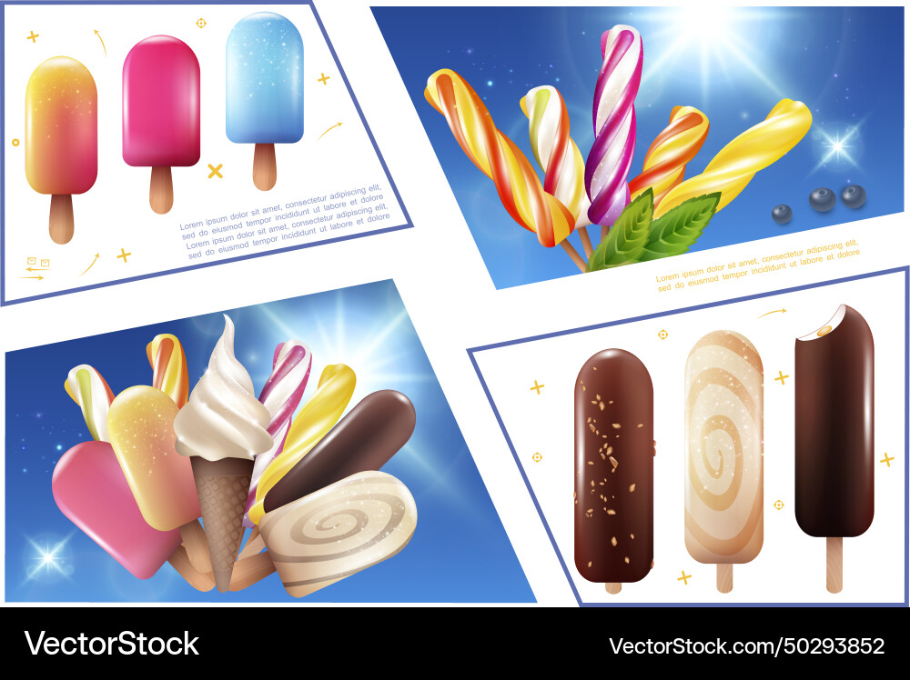 Realistisches Eis bunte Komposition Realistisches Eis bunte Komposition vektorbild