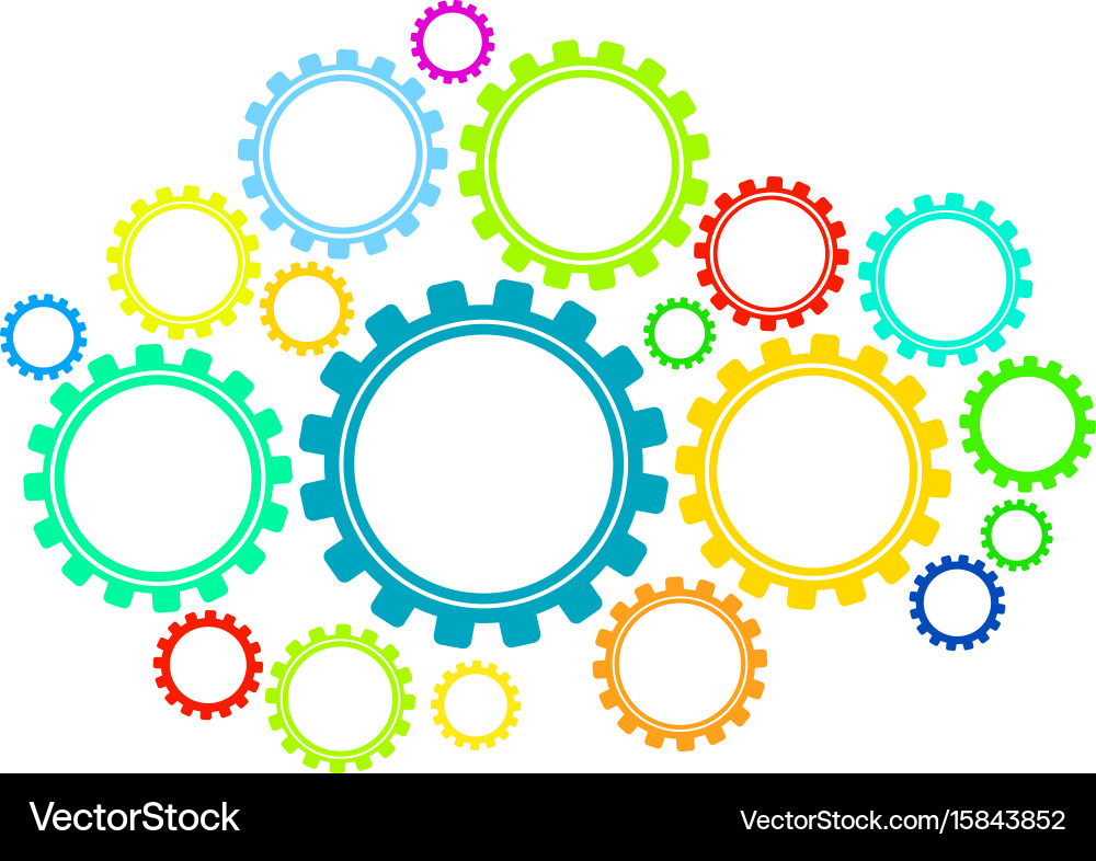 Rotating Gears - Colorful Mechanism vector image