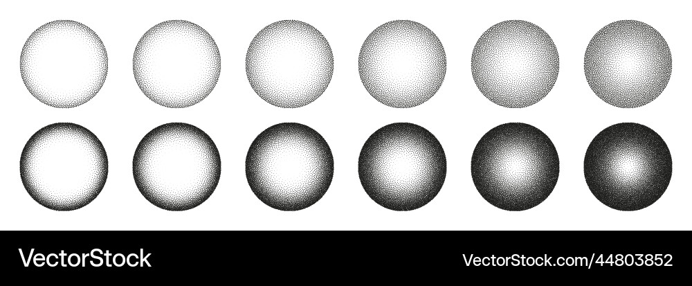 Round shaped dotted objects stipple elements Round shaped dotted objects stipple elements vector image