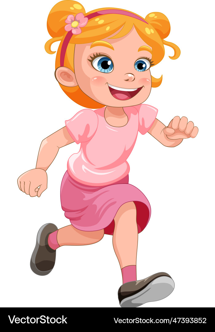 Running girl cartoon character vector image