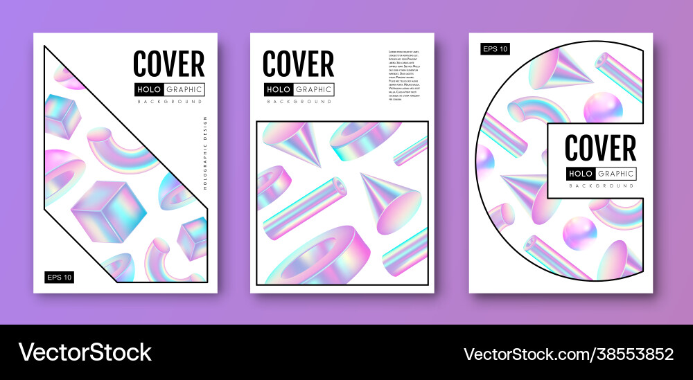 Set modern holographic covers Set modern holographic covers vector image