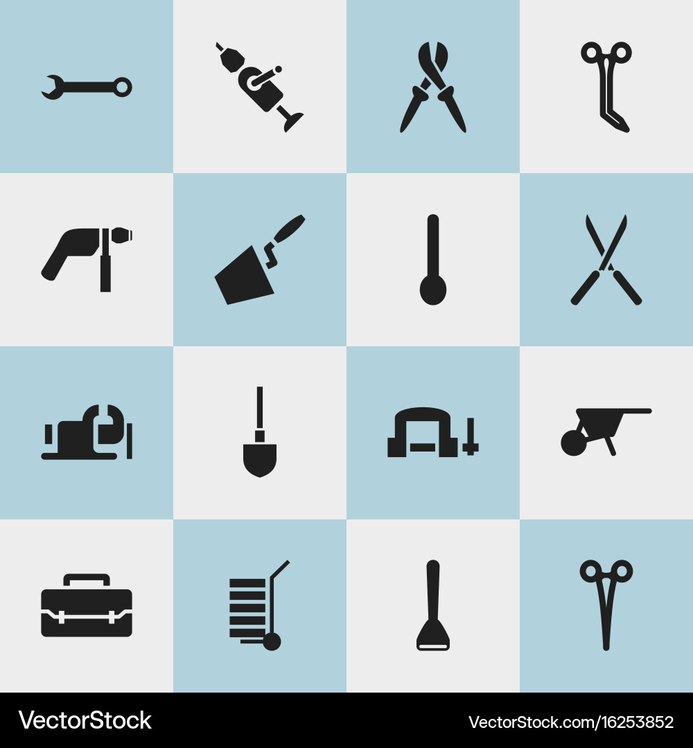 Set of 16 editable tools icons includes symbols vector image