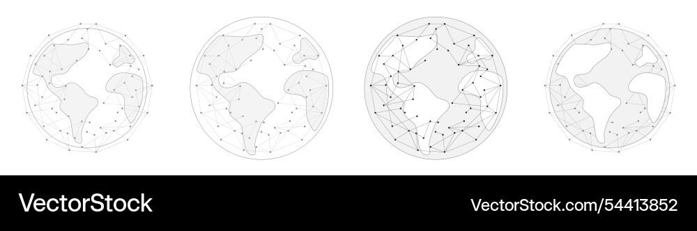 Set of connected web dots global data Vector Image