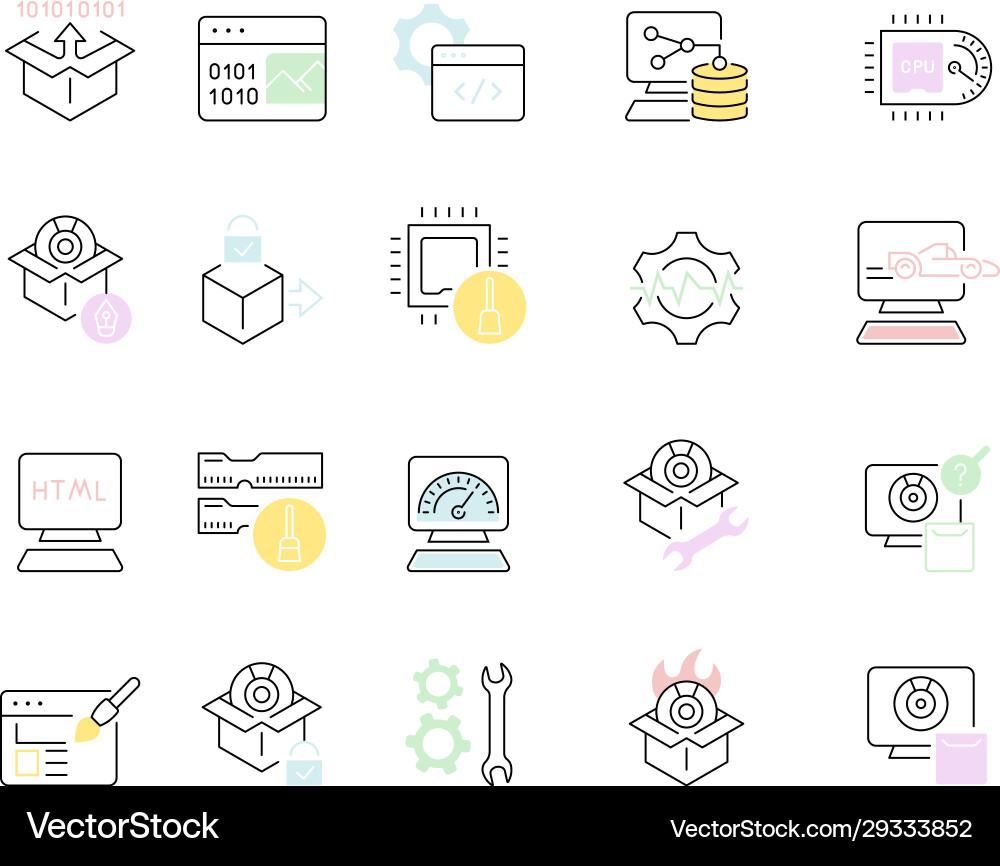 Software Icon Set Vector Image