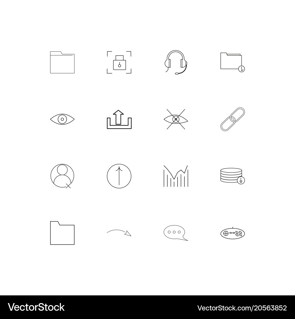 User interface simple linear icons set outlined vector image