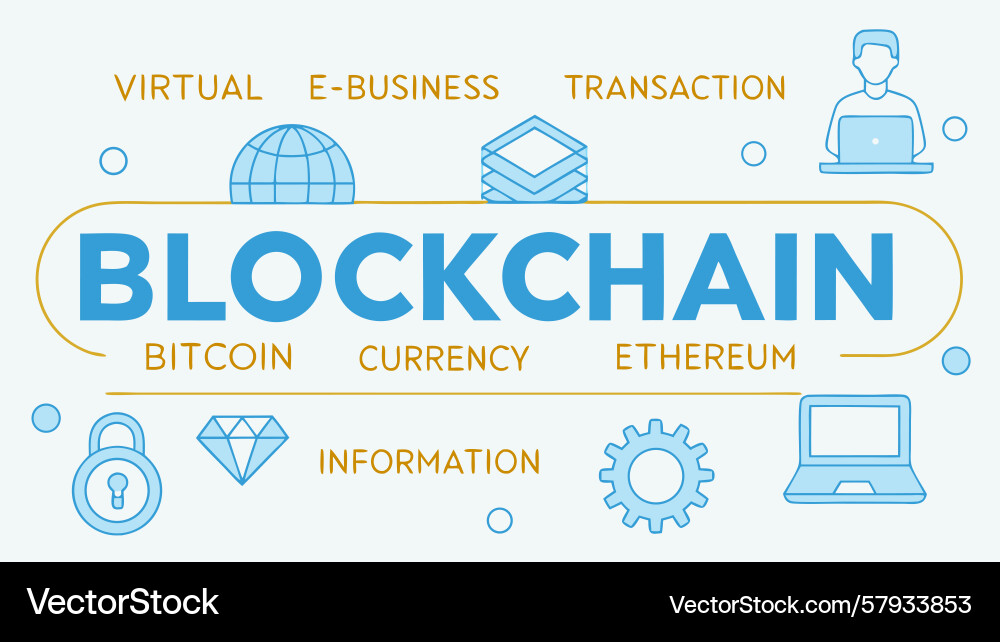 Blockchain technology explained visually simple Vector Image