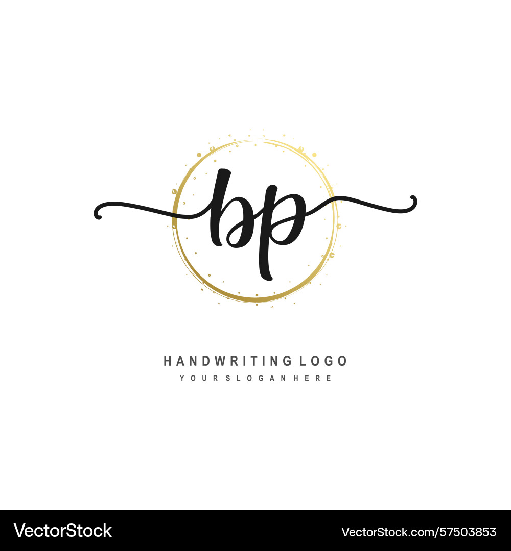 Bp initial handwriting logo with circular wave Bp initial handwriting logo with circular wave Vector Image