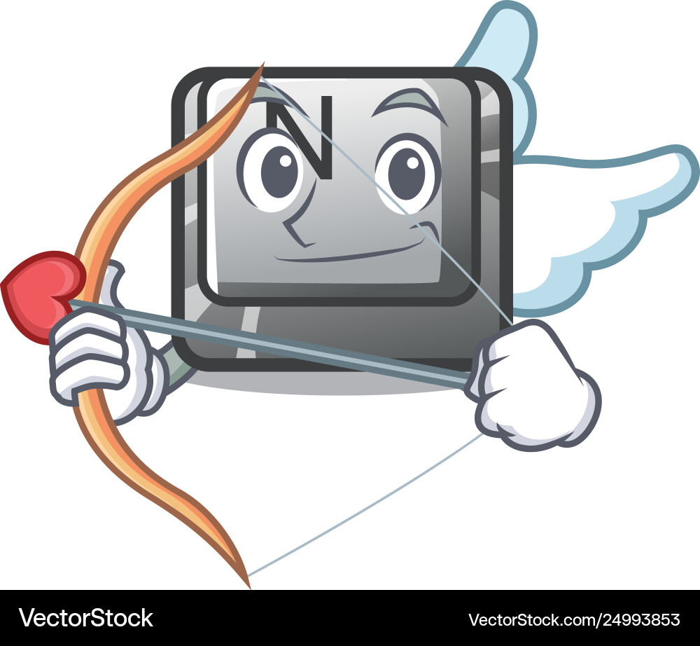 Cupid button n on a game character vector image
