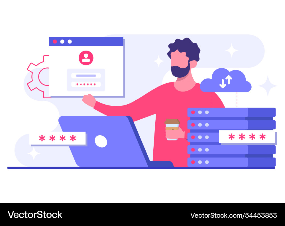 Database protection cyber security data center Database protection cyber security data center vector image