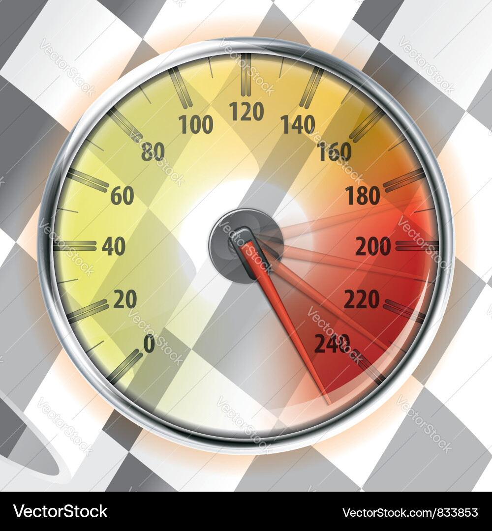 Detailed Car Speedometer with Flag Vector Image