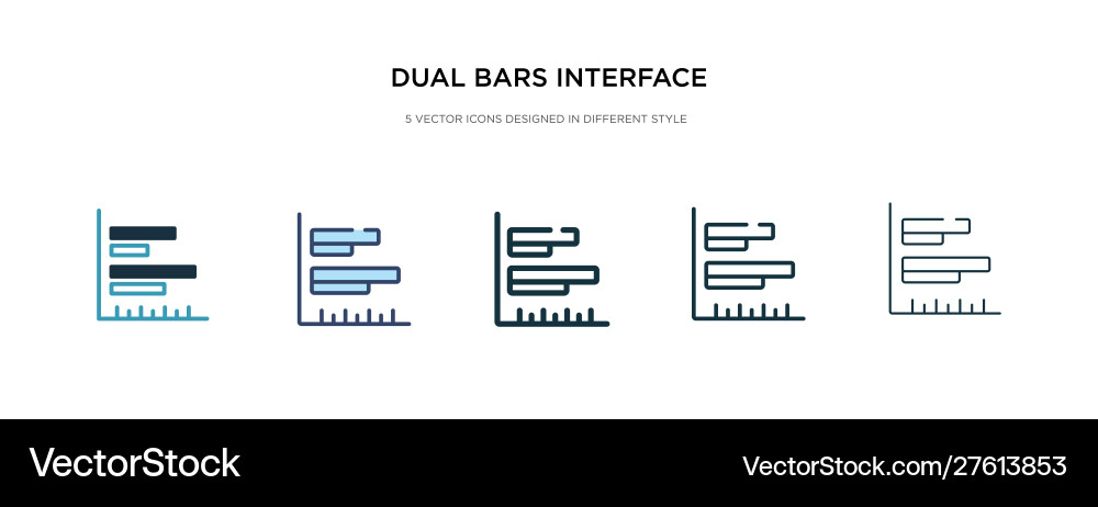 Dual bars interface icon in different style two vector image
