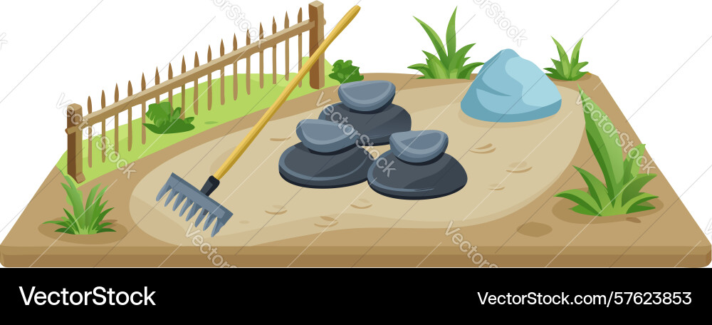Garden plot with neatly arranged rocks ready Vector Image