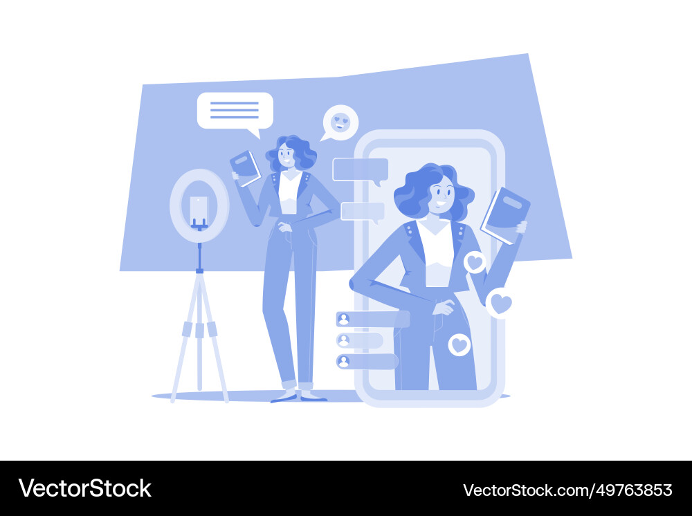 Live product review concept on a white background Live product review concept on a white background vector image