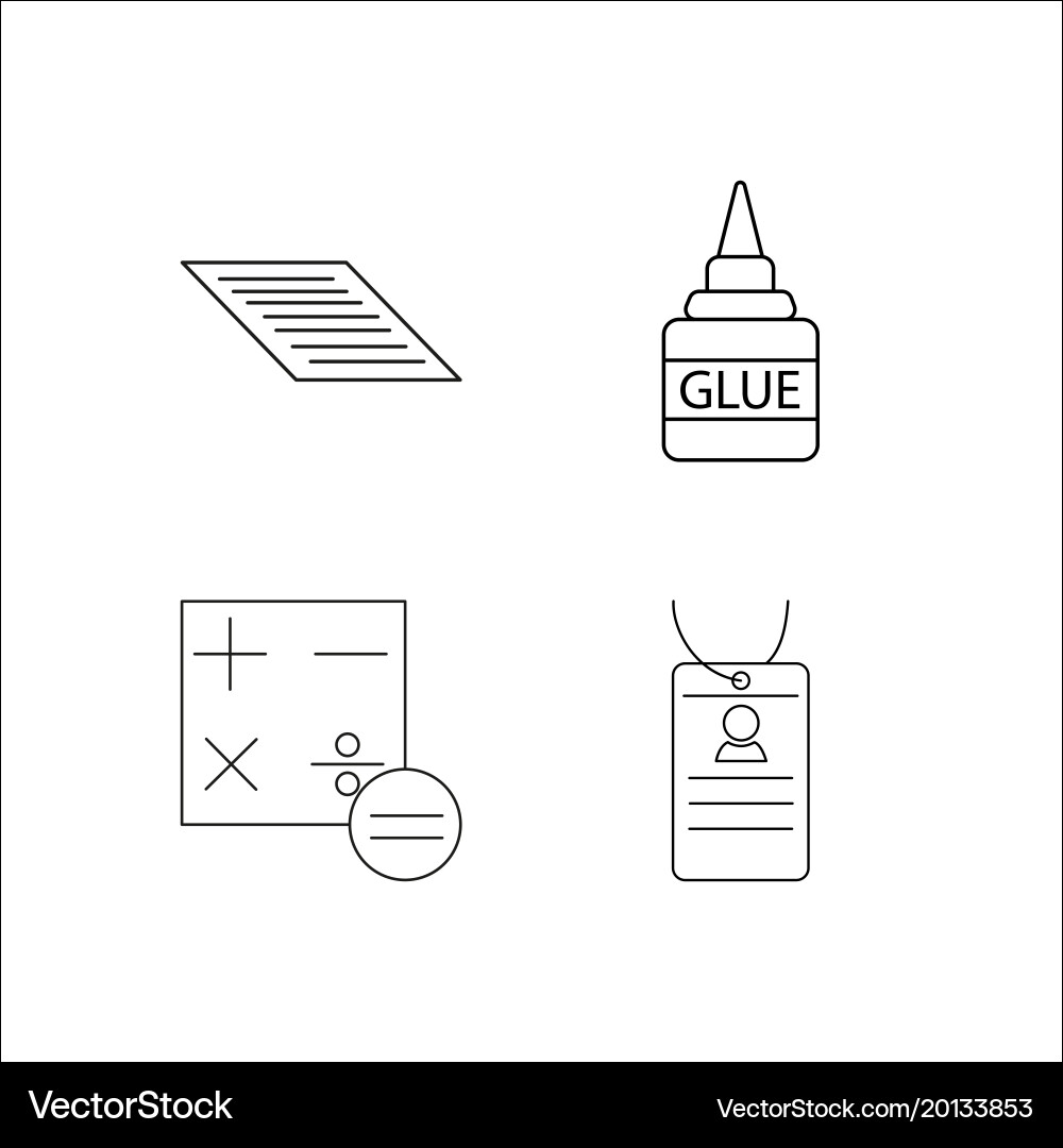 Office simple linear icon setsimple outline icons vector image