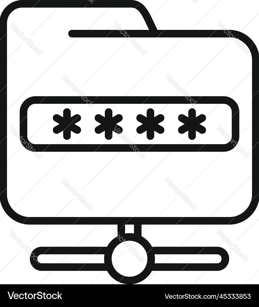 Password folder icon outline computer data Password folder icon outline computer data vector image